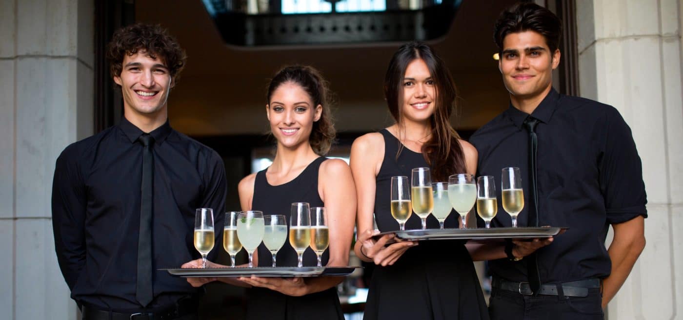a group of 4 bartenders for Stress-Free Event Staffing